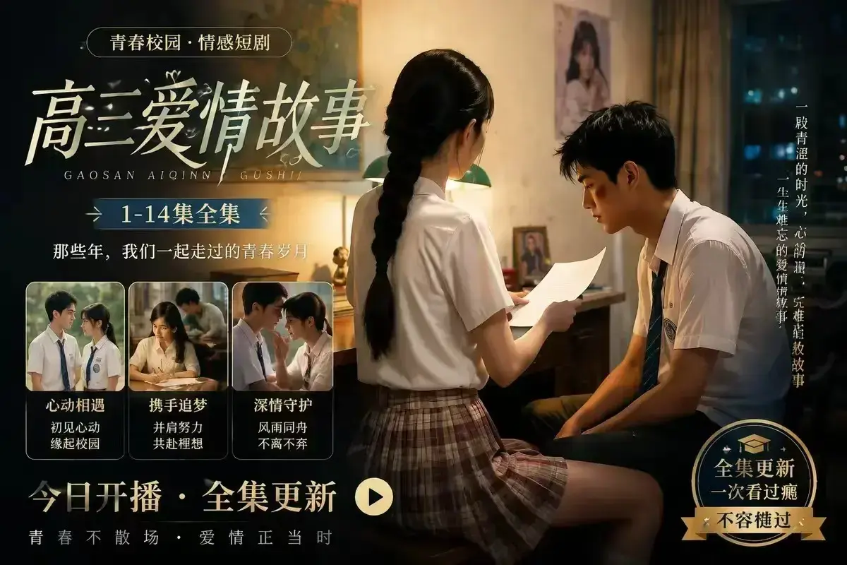 《B中爱情故事》AI校园短剧未删减完整版 - 高三爱情误会篇 - 4KHDR画质百度网盘在线秒存 - AI短剧天花板每集都戳心